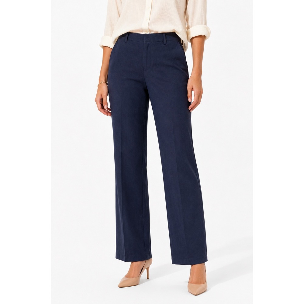 Lioness Women Blue Grey Wide Leg Cotton Office Trousers XXS High Waist Pants